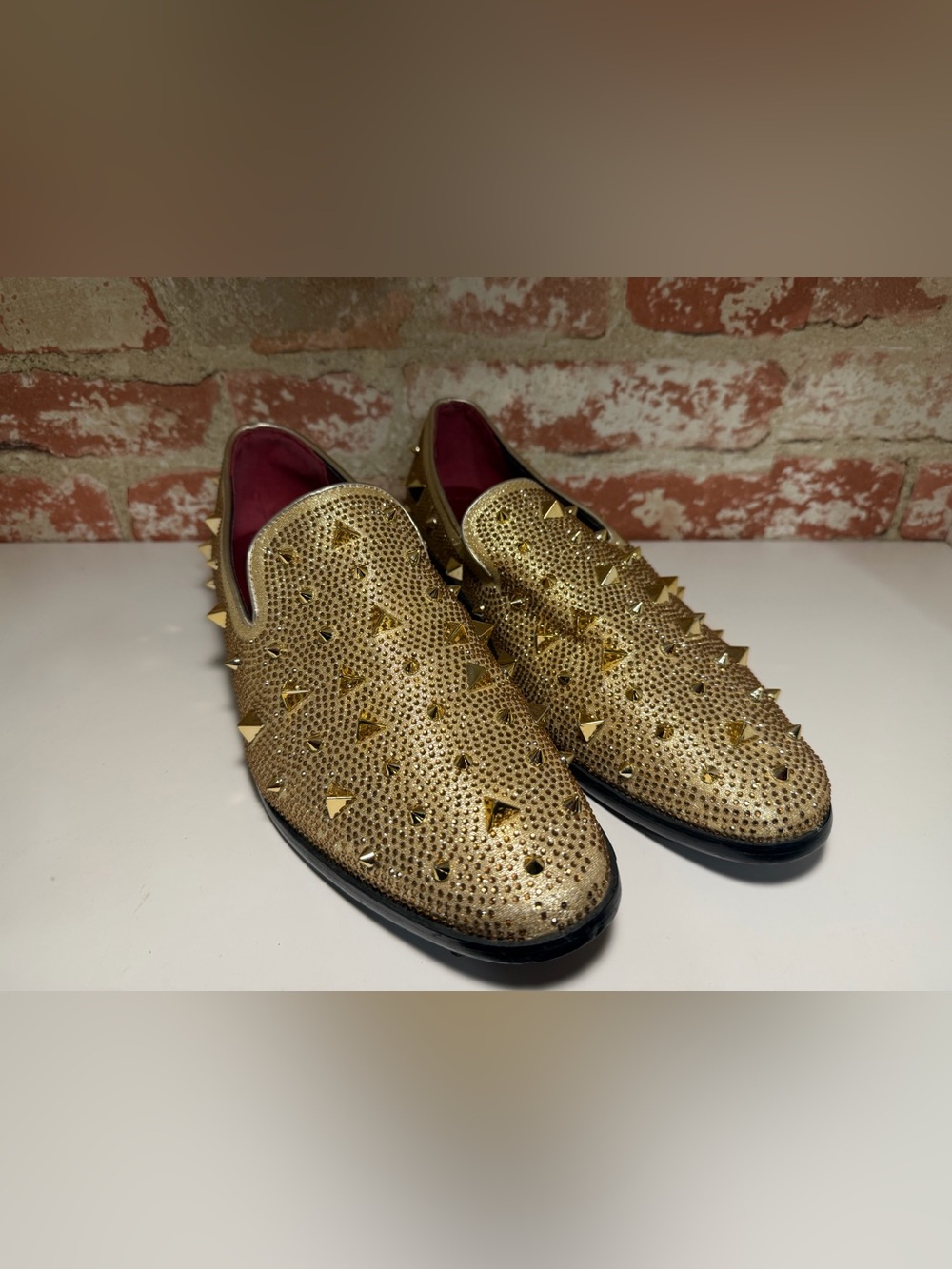 Men's Gold Studded Slip-On Dress Shoes